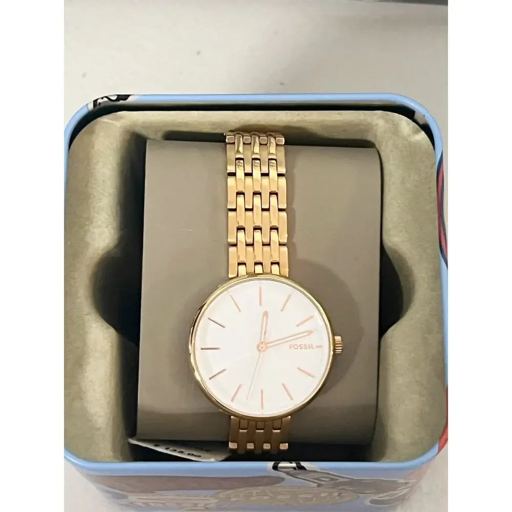 Fossil BQ3463 Hutton Ladies Dress Watch, Rose Gold Stainless Steel Link Band